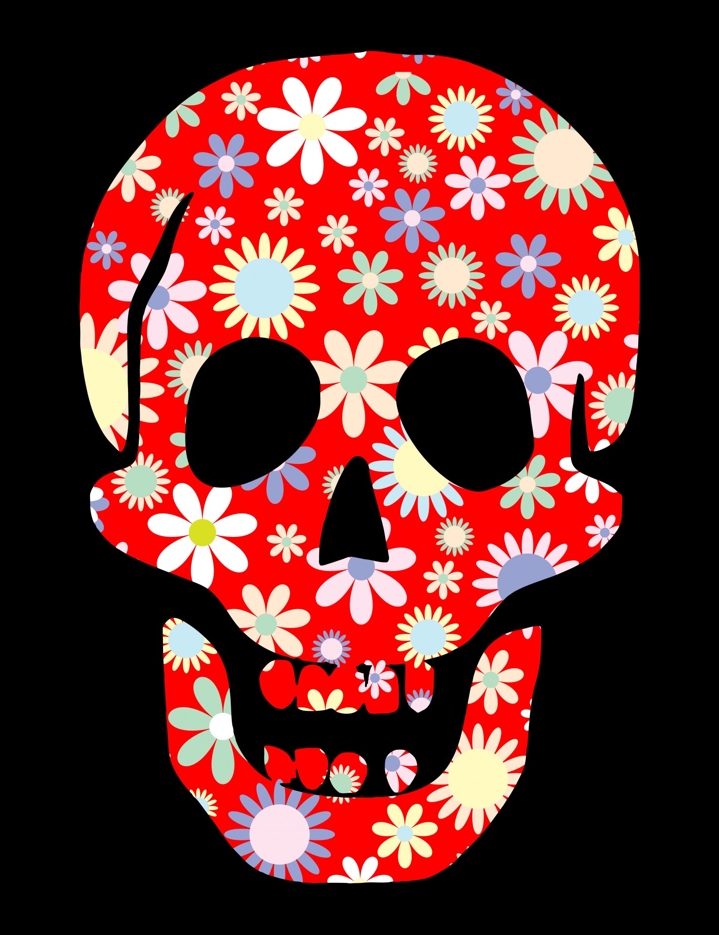 skull head floral free photo