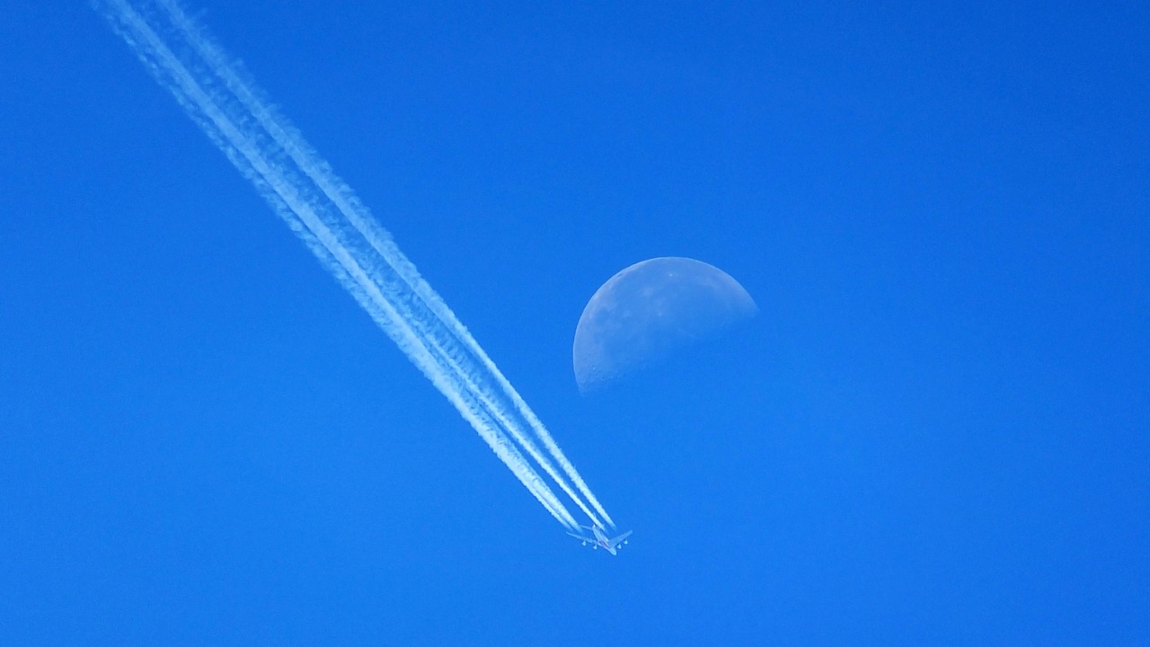 sky moon plane free photo