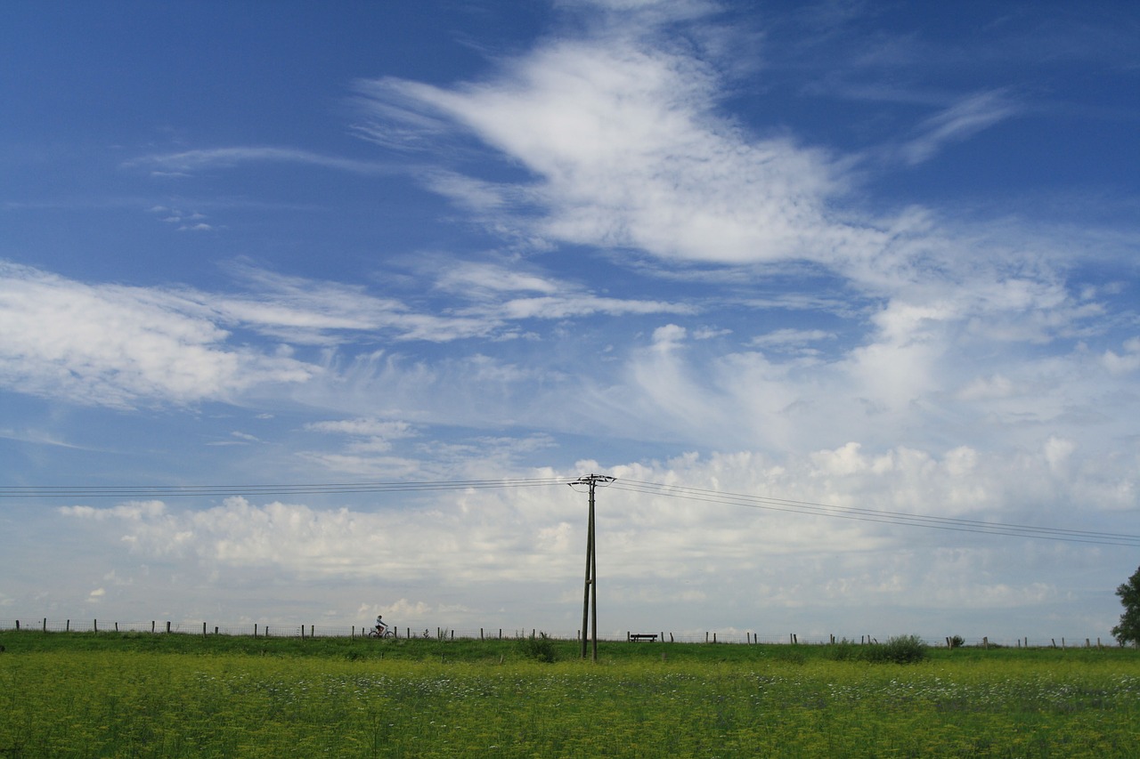 strommast sky meadow free photo