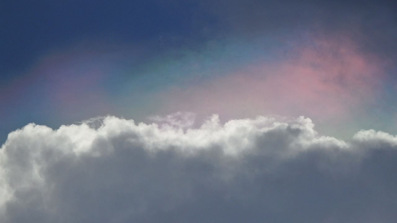 sky clouds diffused rainbow free photo