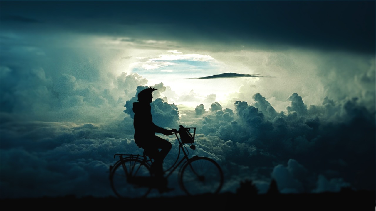 sky bicycle cyclist free photo