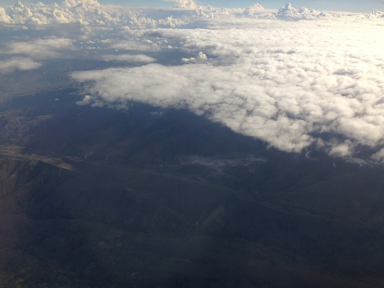 sky clouds plane free photo