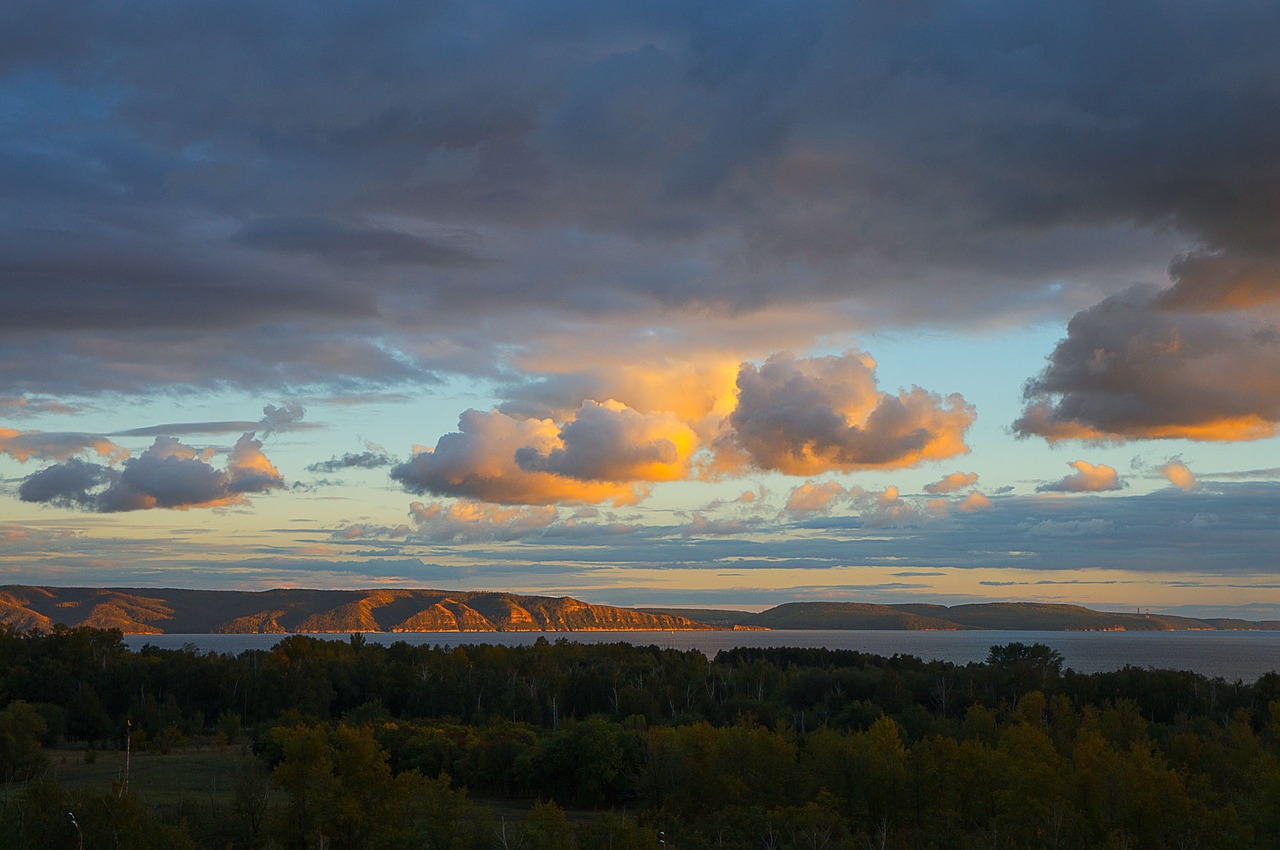 sky clouds river free photo