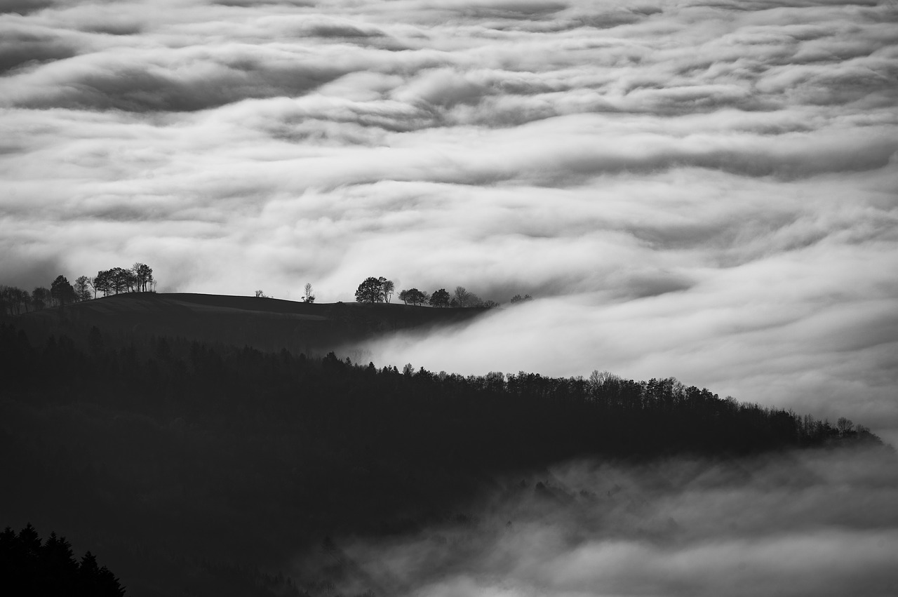 sky black and white landscape free photo