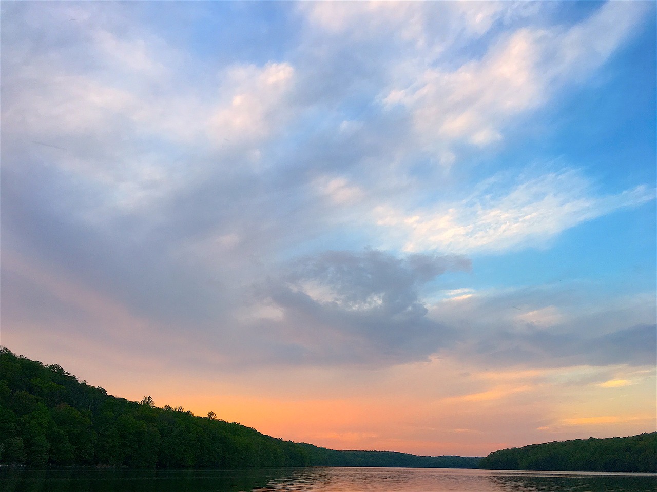 sky sunset lake free photo