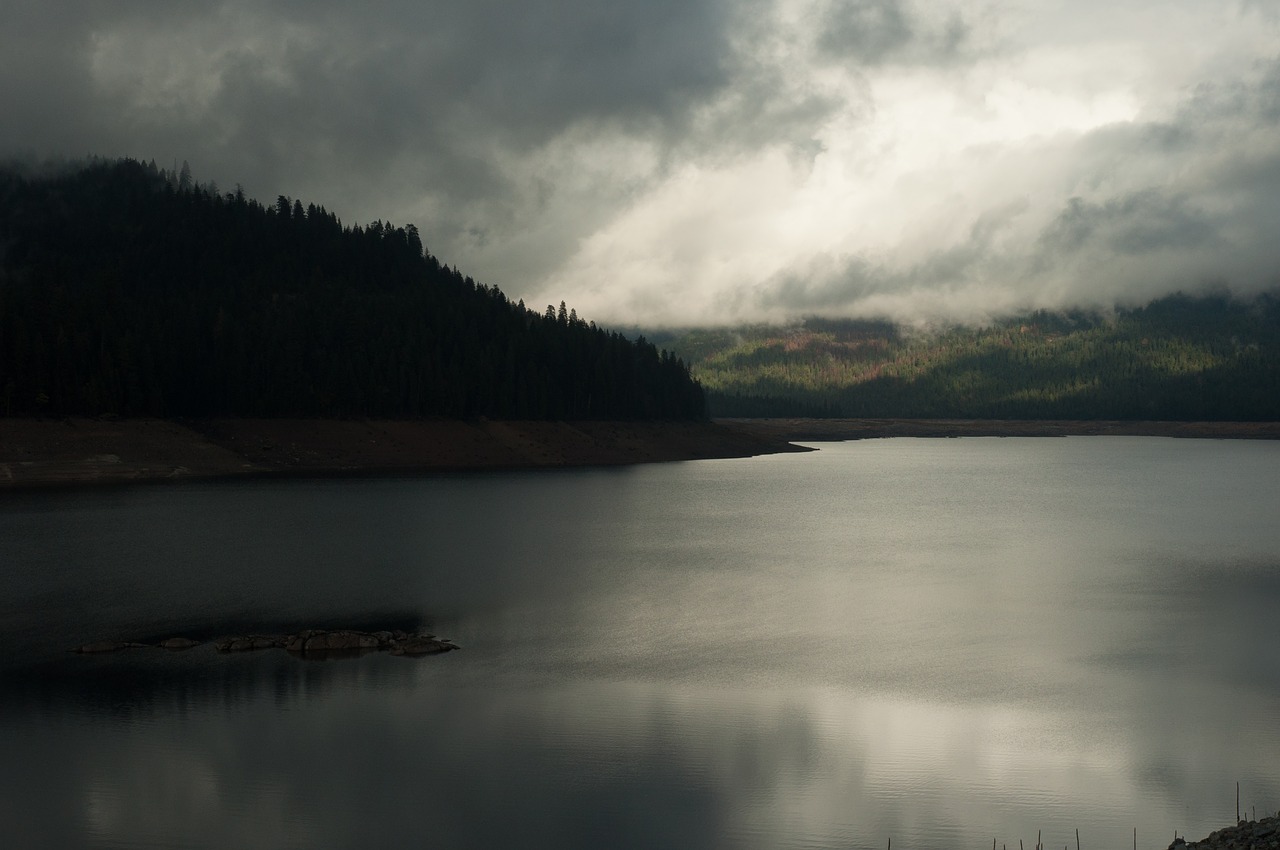 sky clouds lake free photo