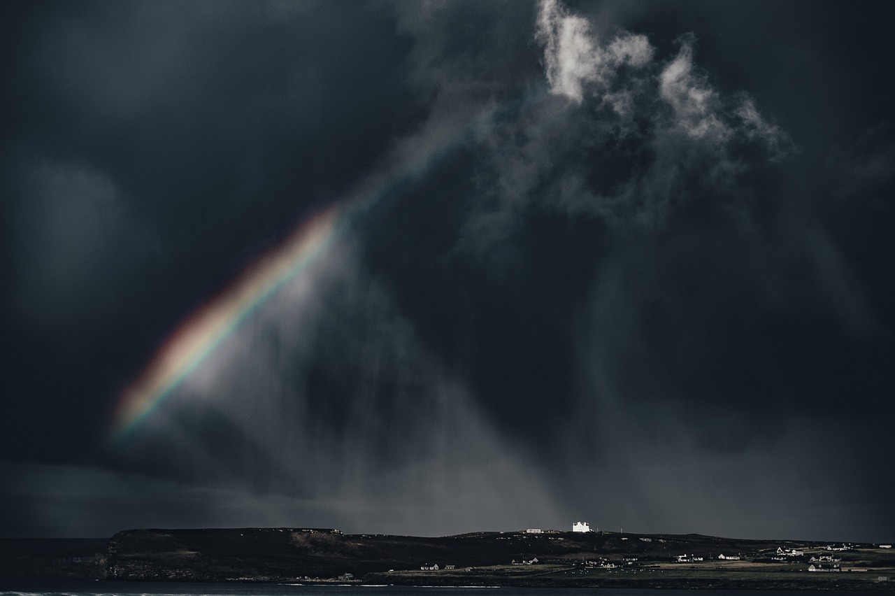 sky clouds rainbow free photo