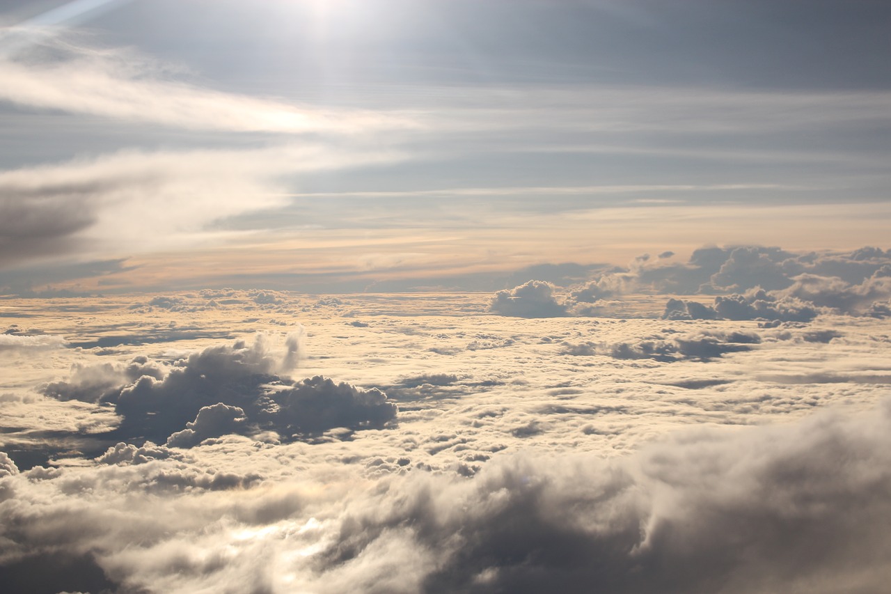 sky plane clouds free photo