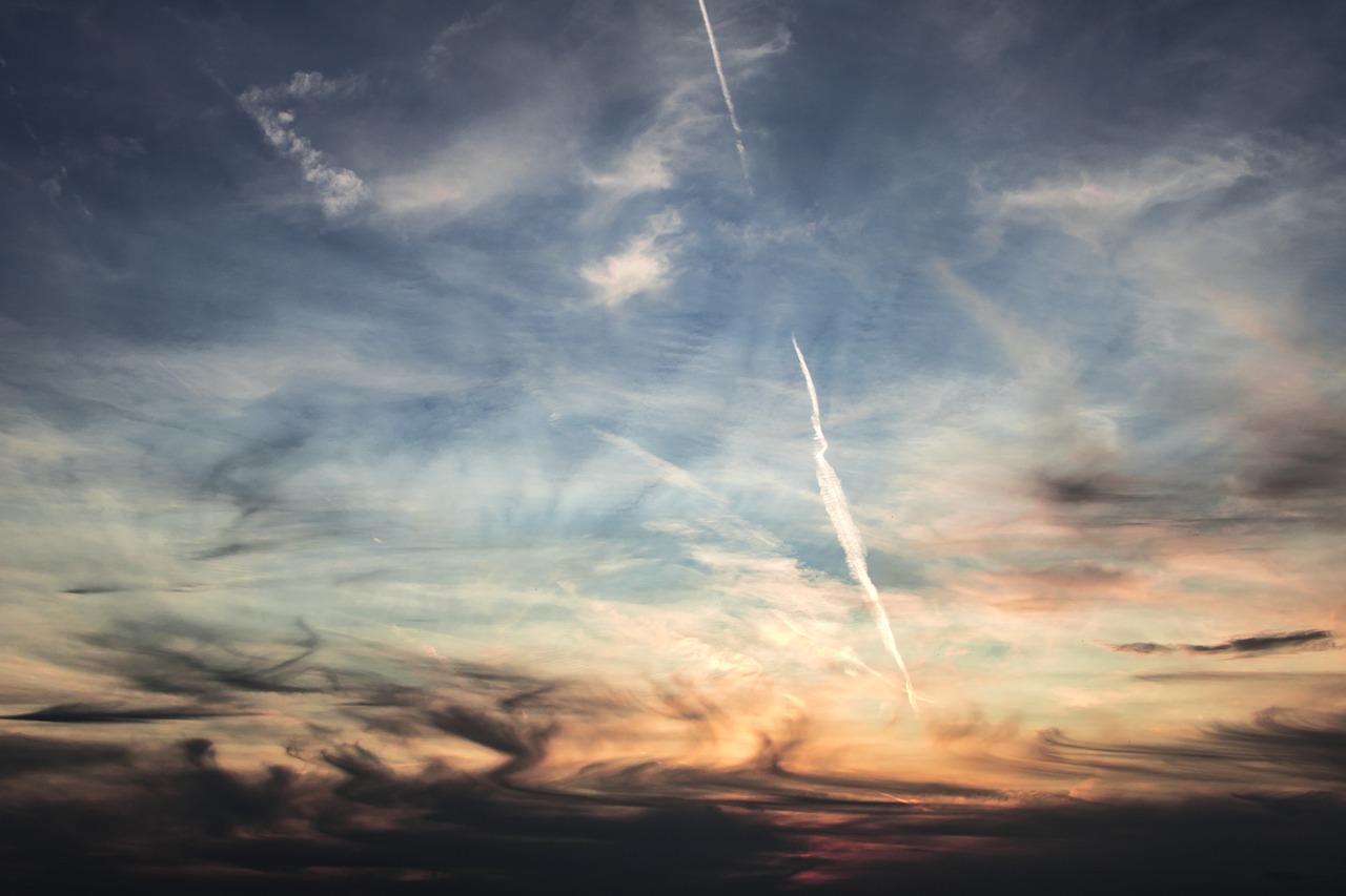 sky clouds contrail free photo