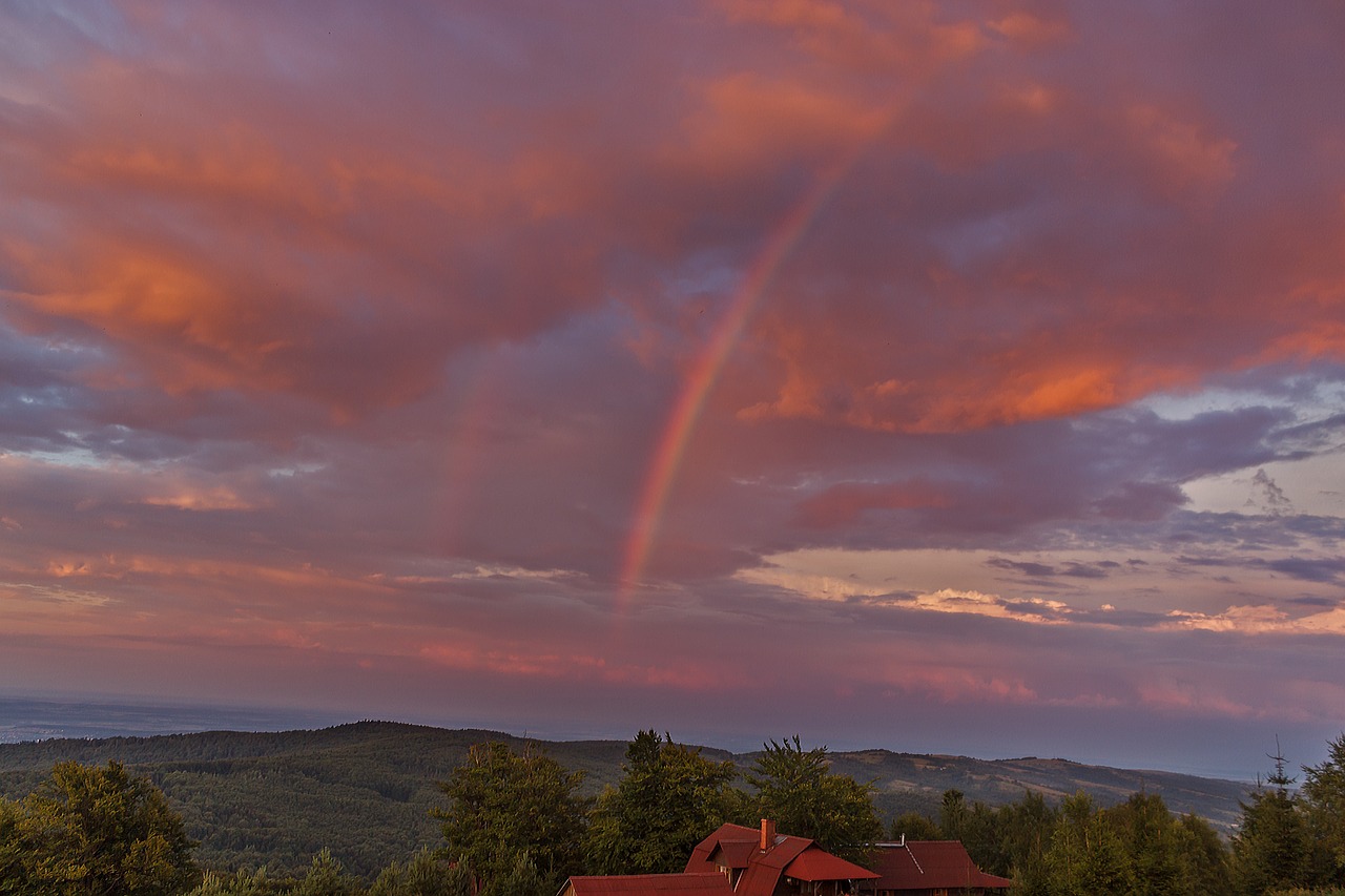 sky clouds rainbow free photo