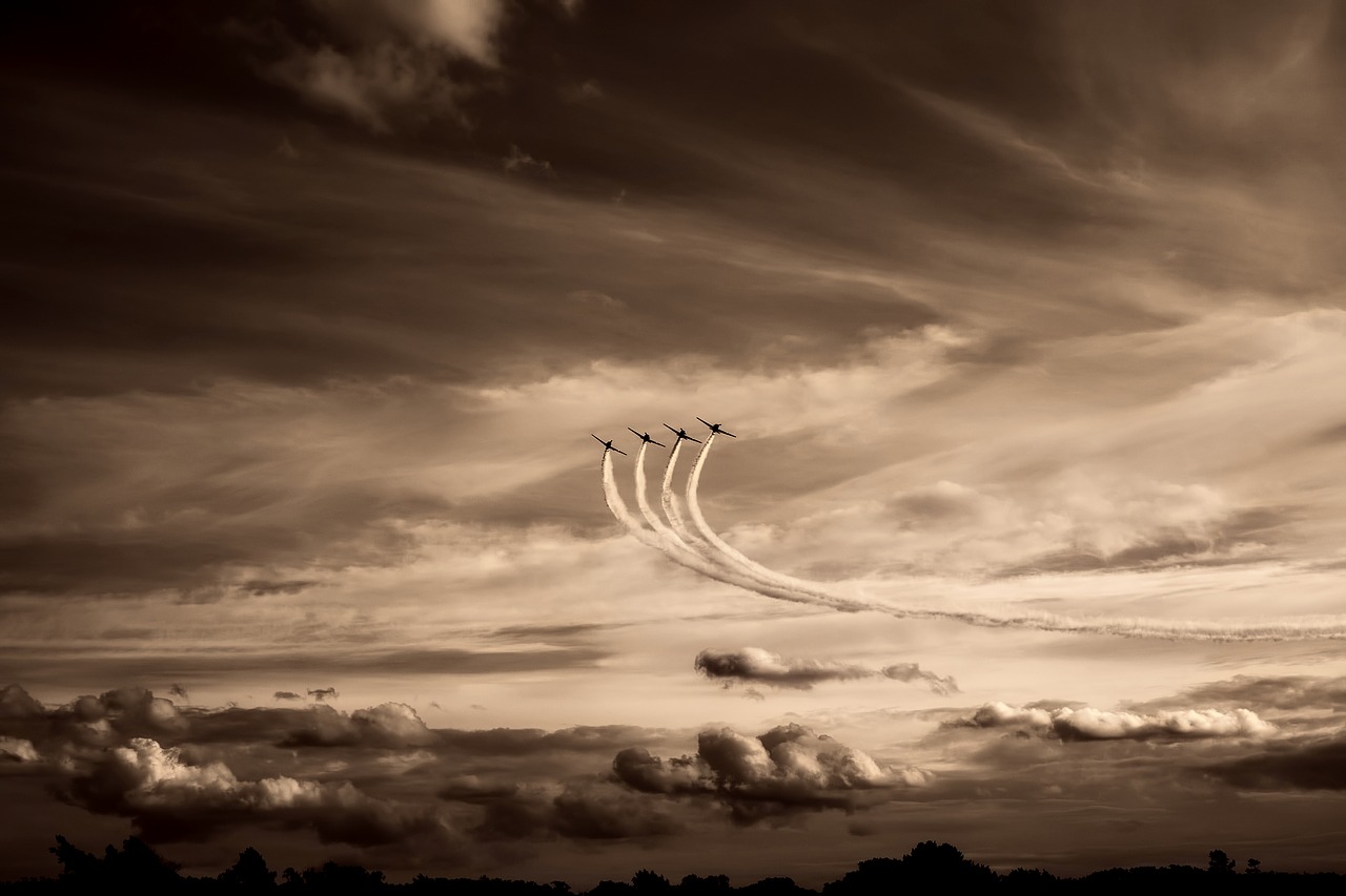 sky clouds airplanes free photo