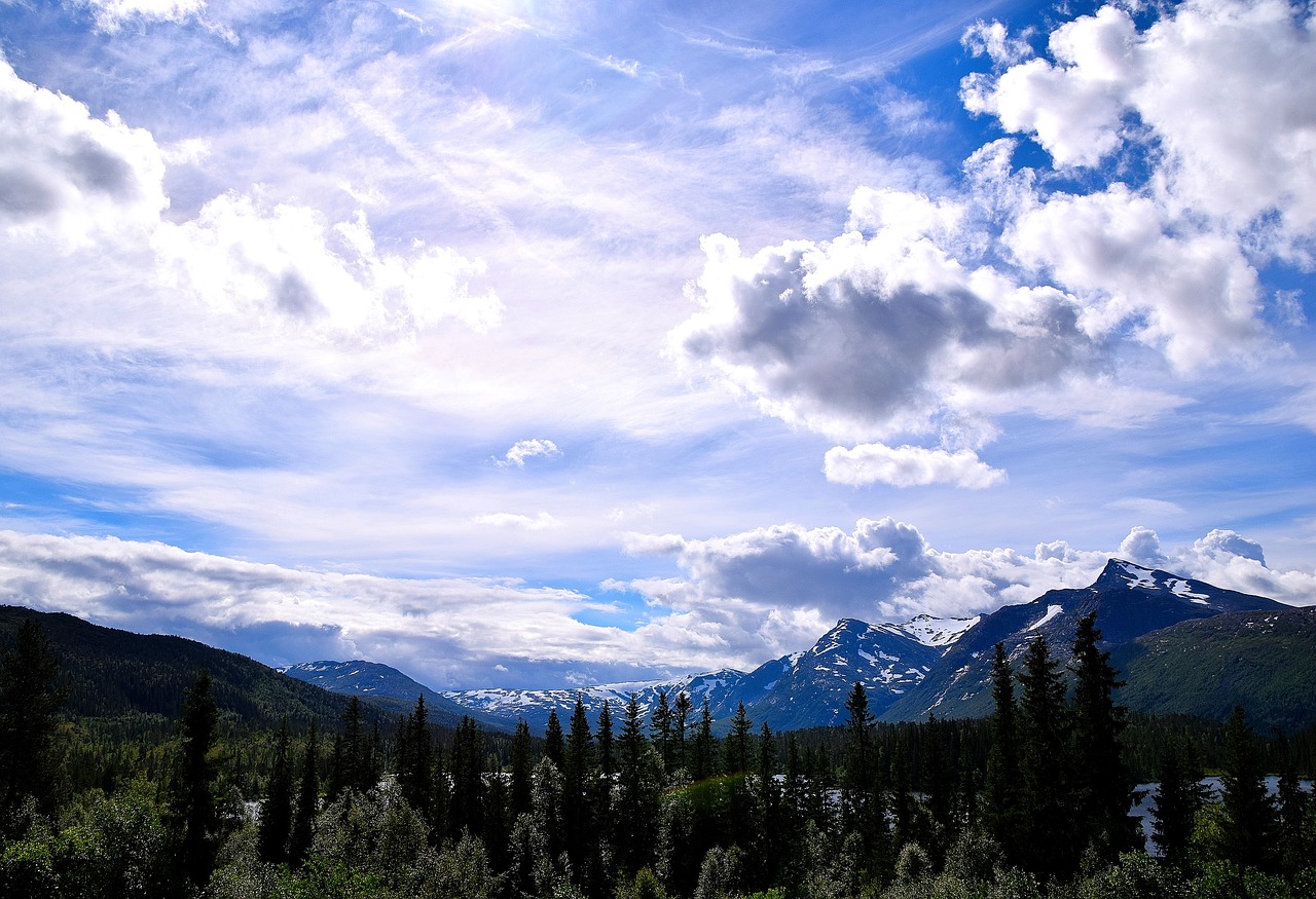 sky mountains norway free photo