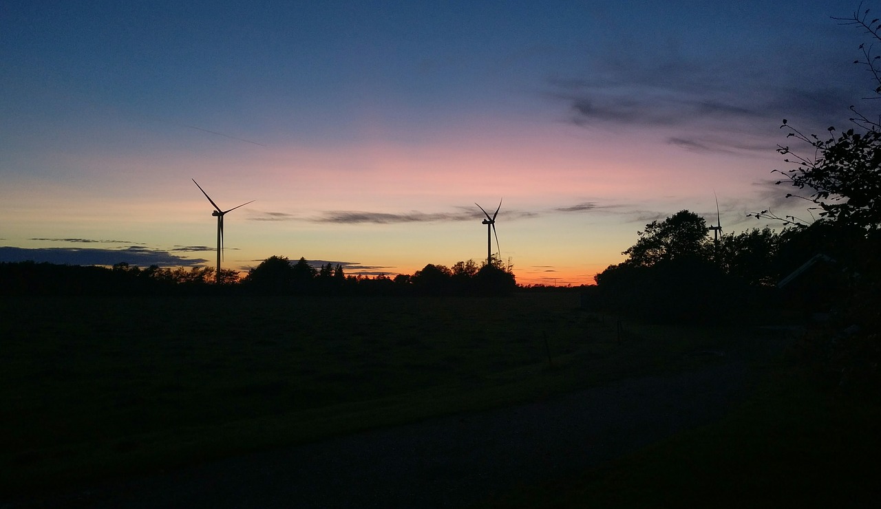 sky windmill sunset free photo