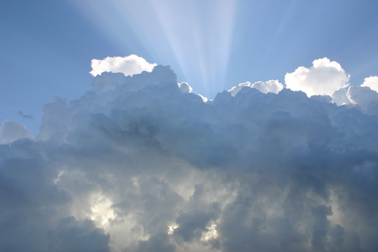 sky clouds rays of sunshine free photo