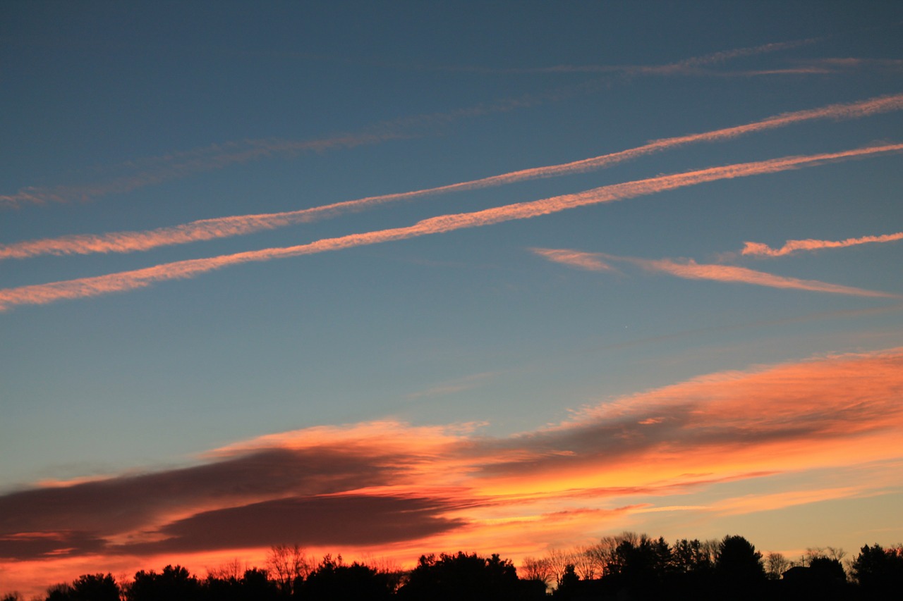 sky sunset contrail free photo