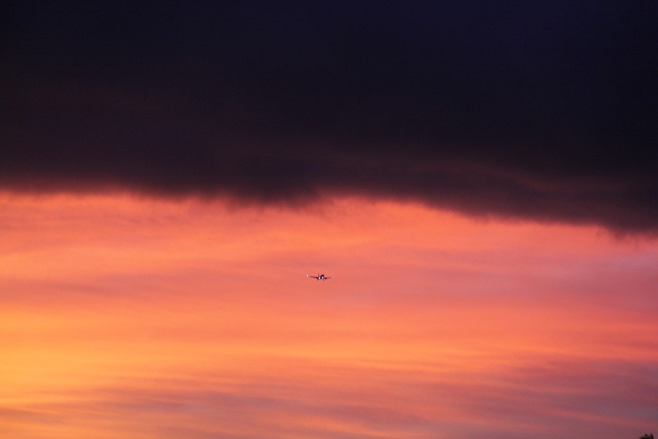 sky sunset plane free photo