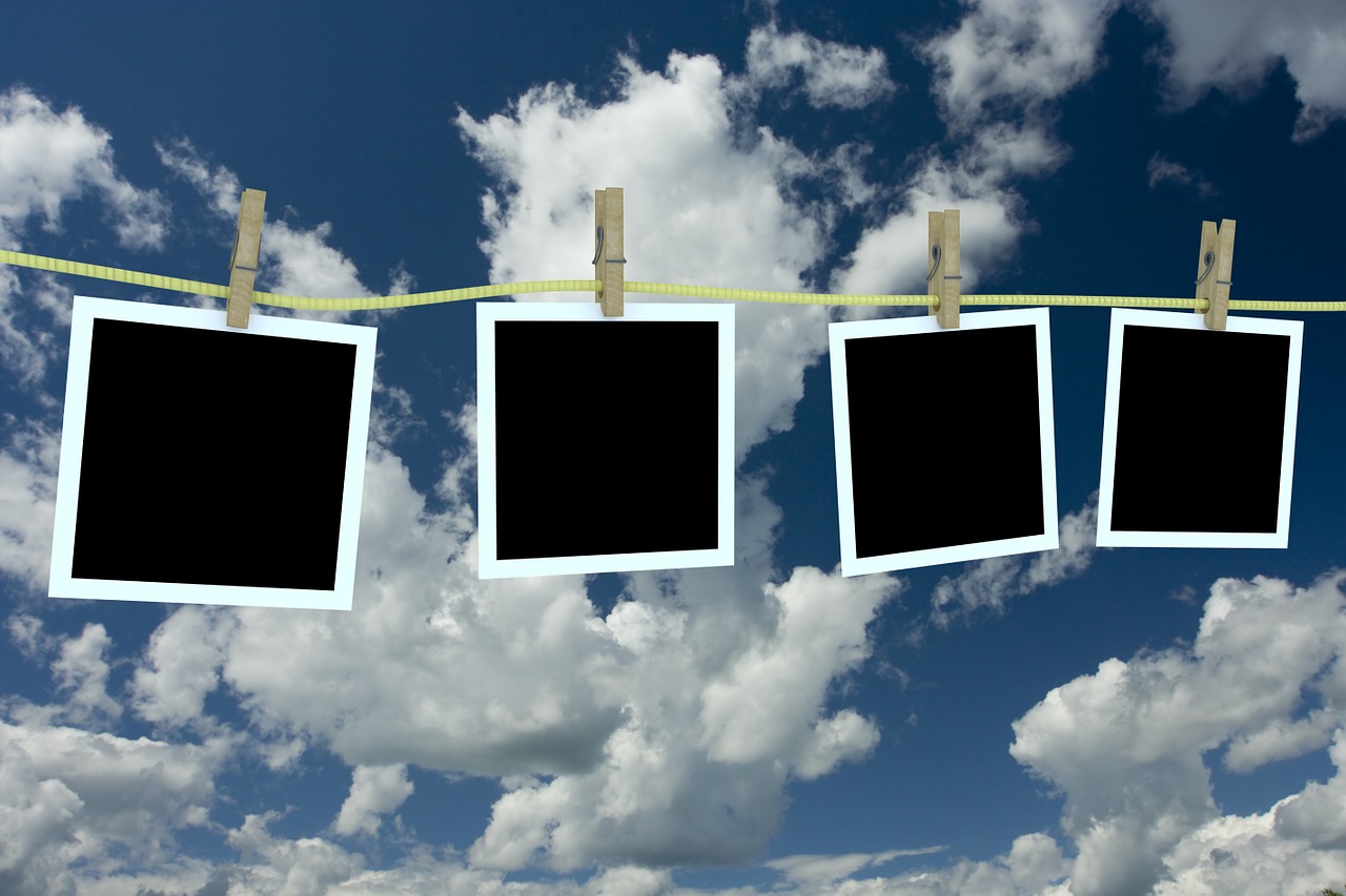 sky polaroid clothesline free photo