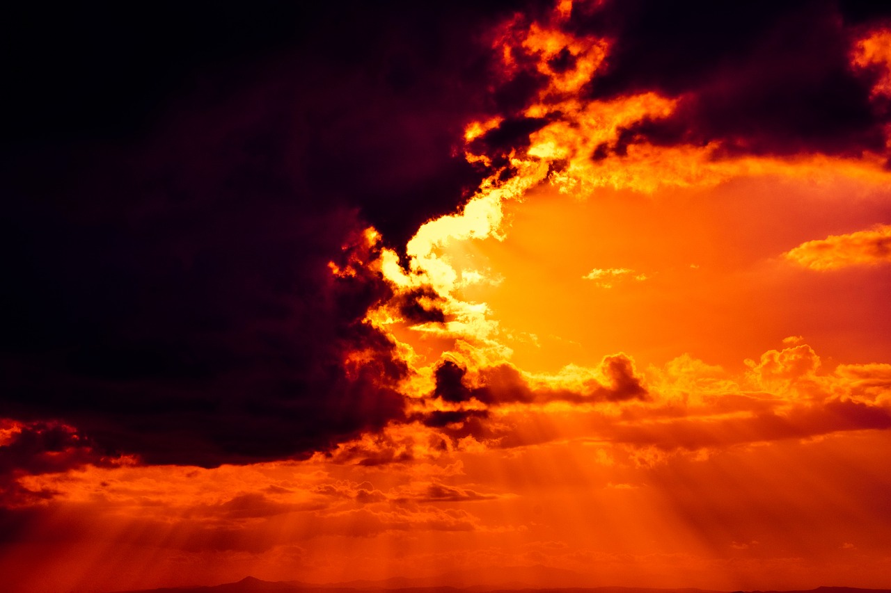 sky on fire revelation clouds free photo