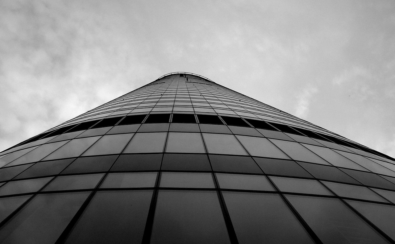 sky tower wrocław black and white free photo