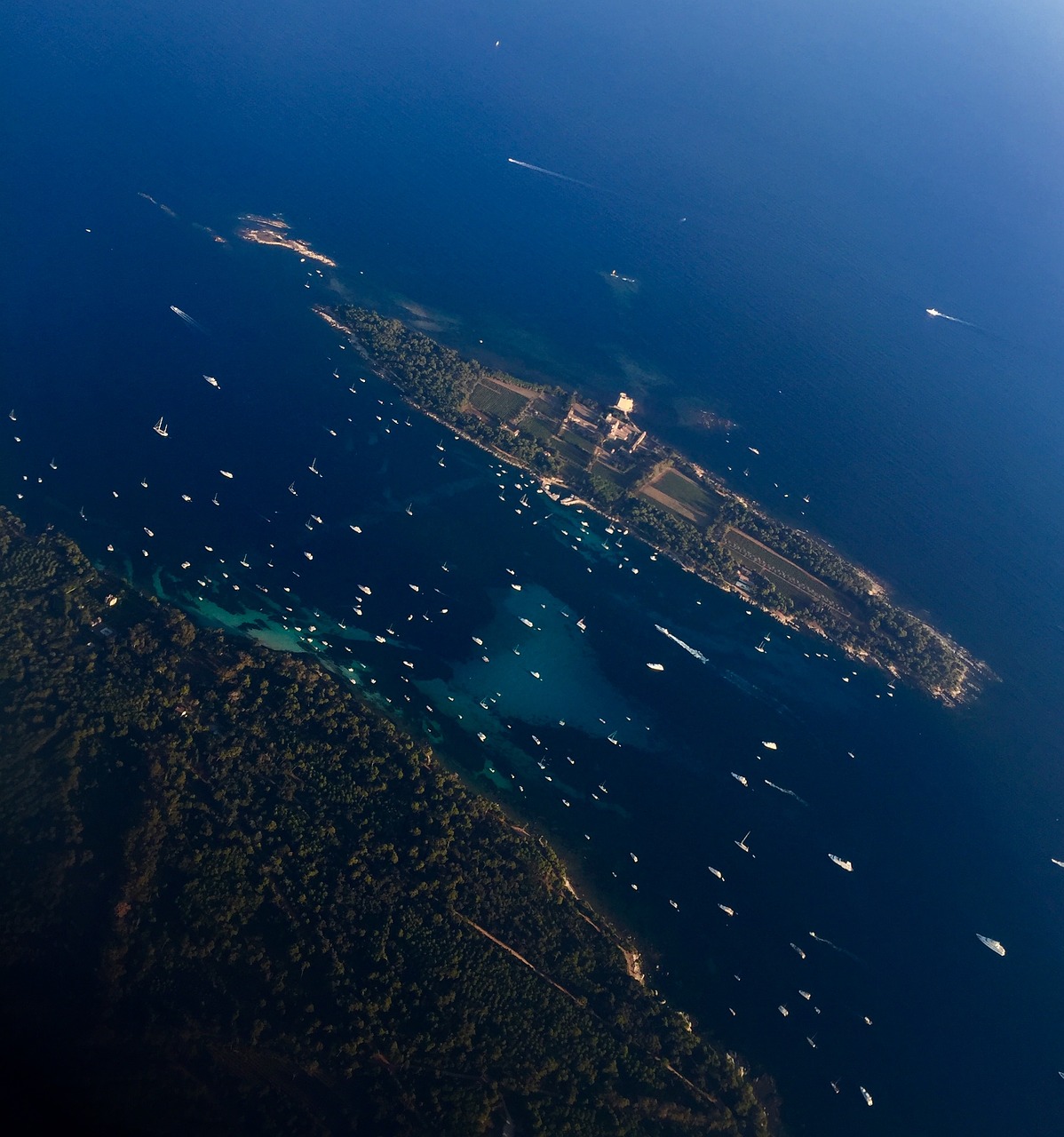 sky view lerins islands sea free photo