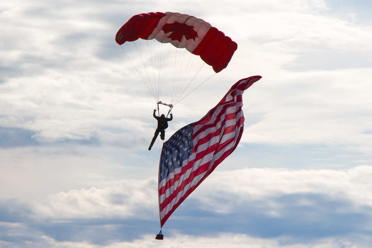 skydiver usa flag canadian free photo