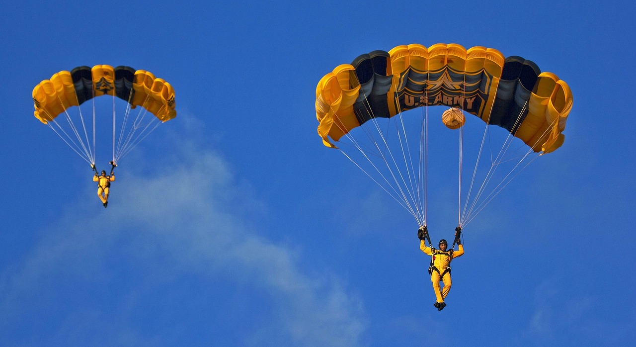skydivers parachuting army free photo