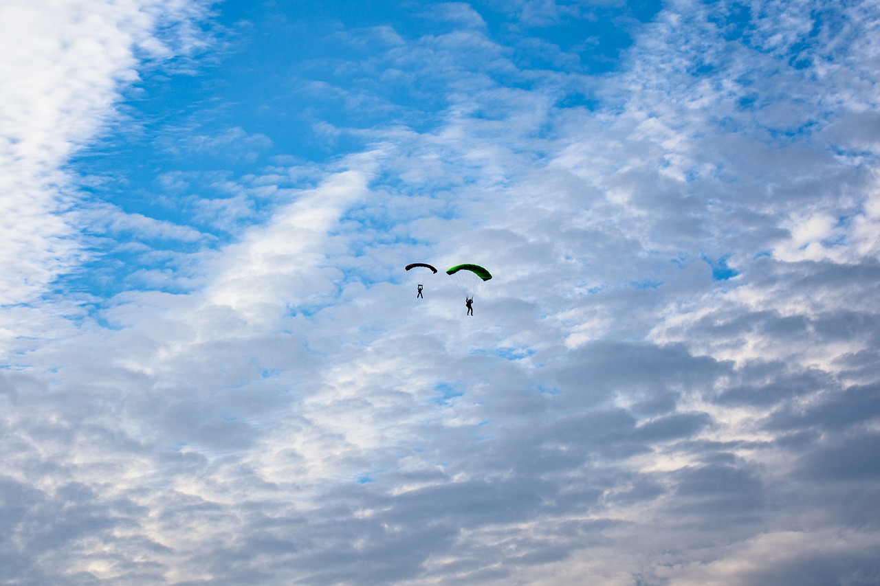 skydiving sky clouds free photo