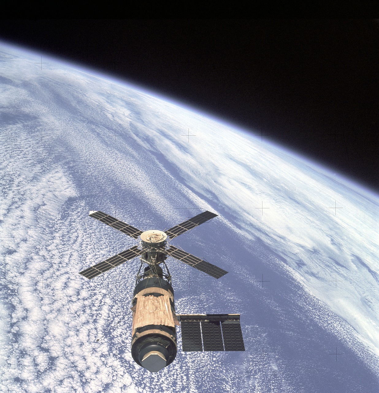 skylab orbital workshop earth orbit overhead view free photo