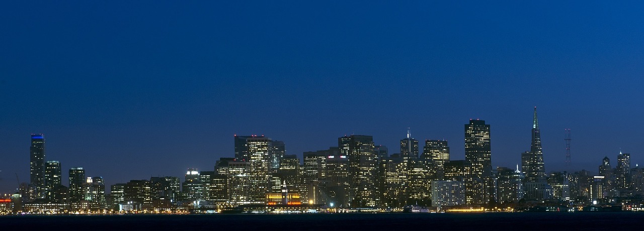 skyline night cityscape free photo