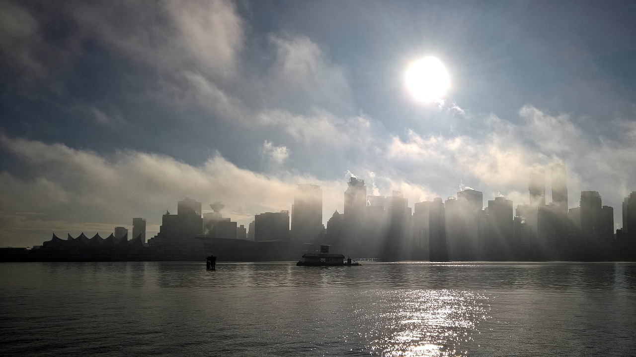 skyline fog harbor free photo