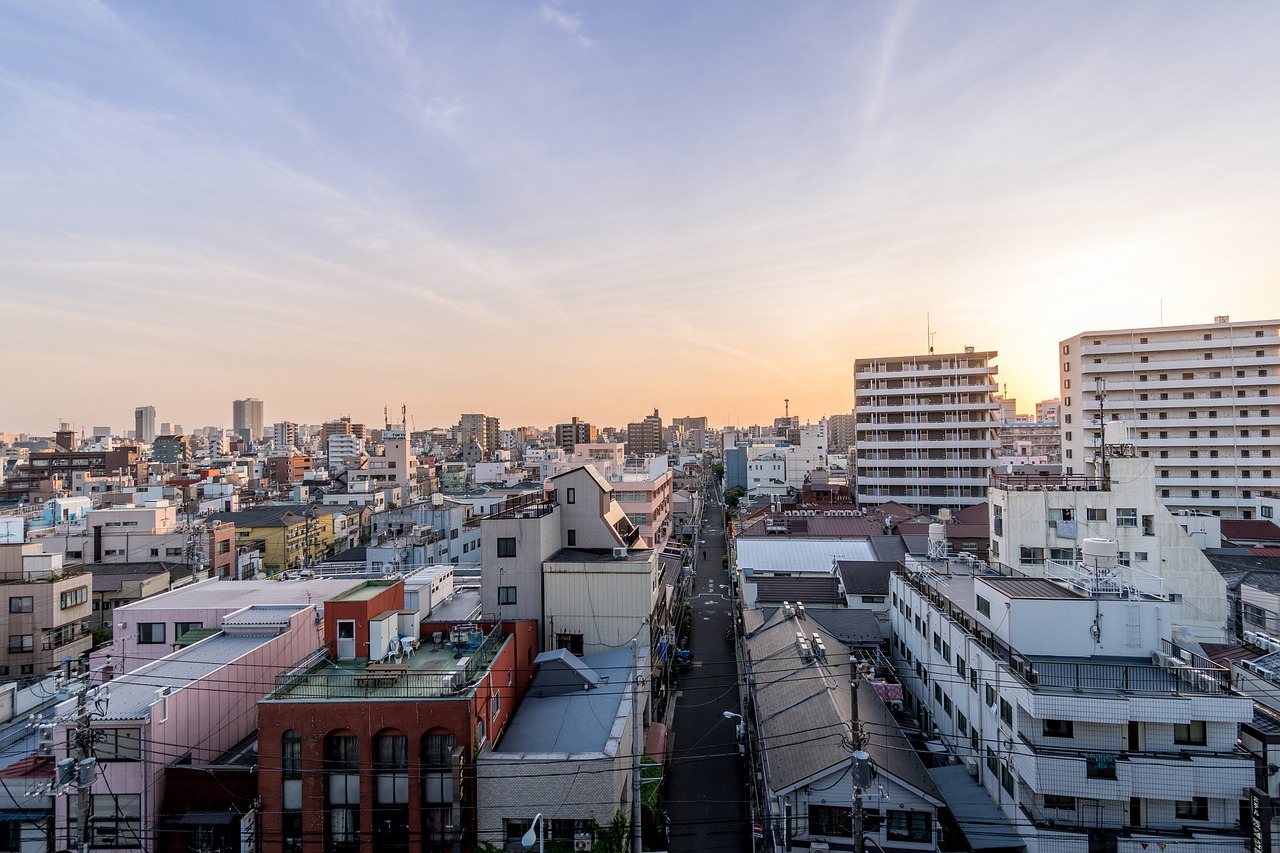 skyline night cityscape free photo