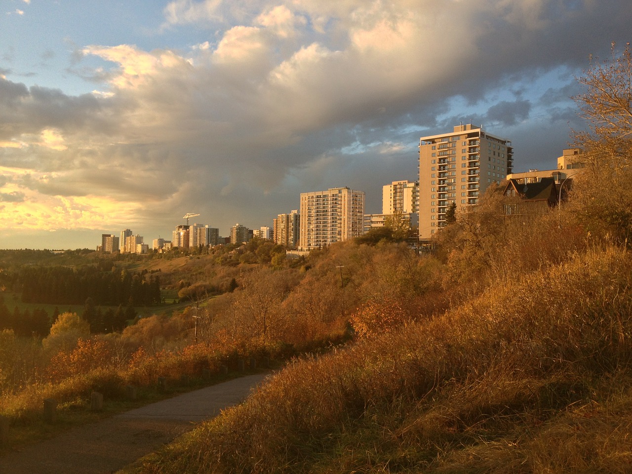 skyline sunset river free photo