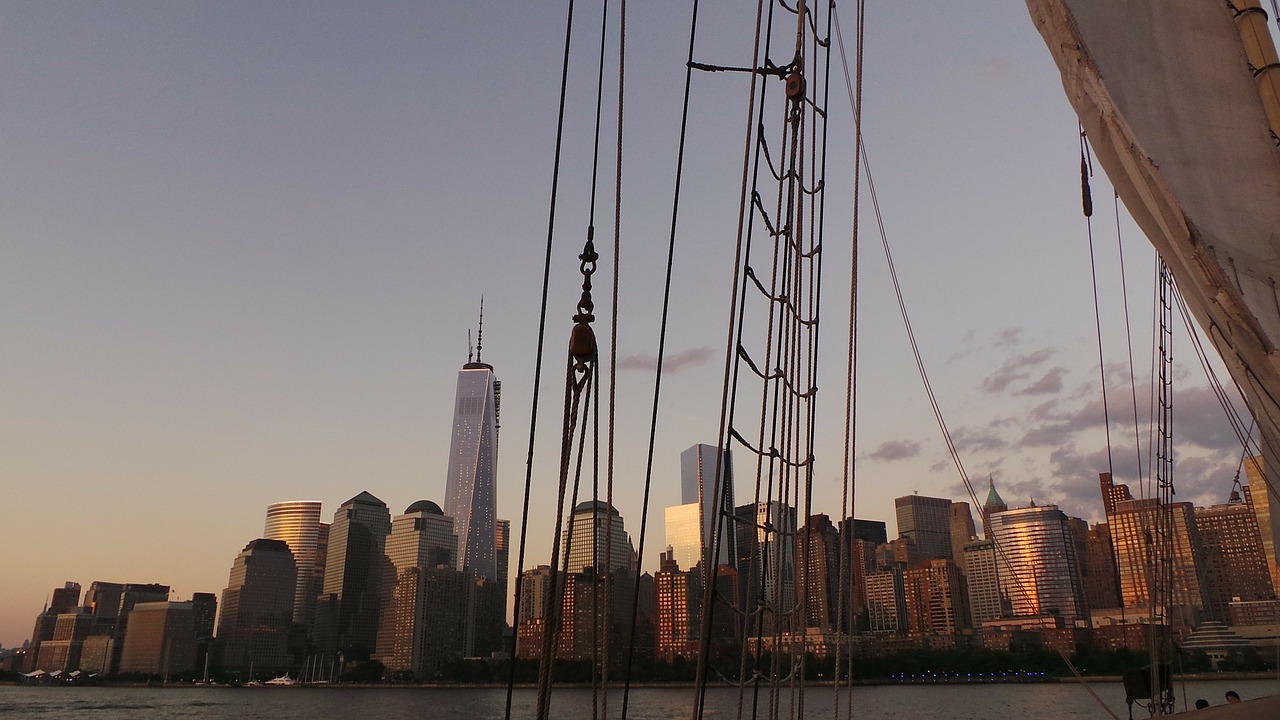 skyline new york sailing free photo