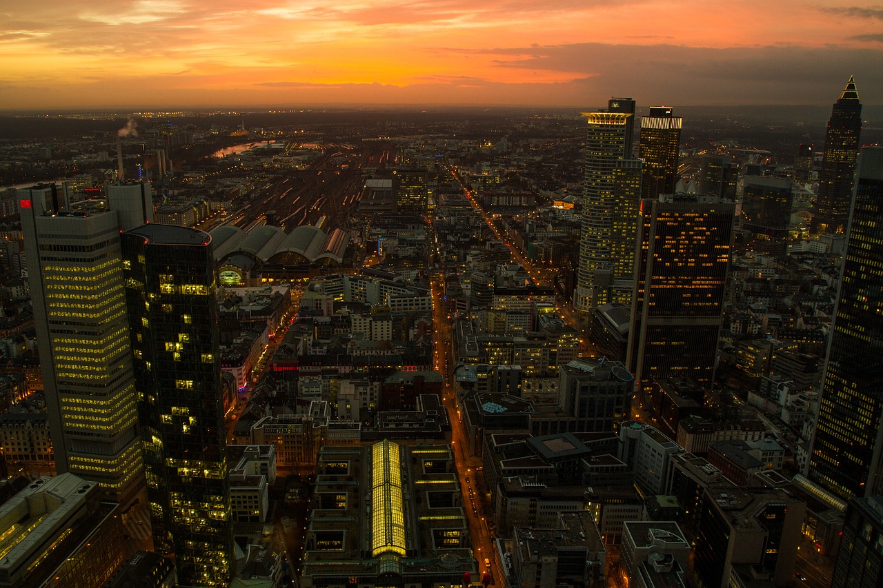 skyline sunset blue hour free photo