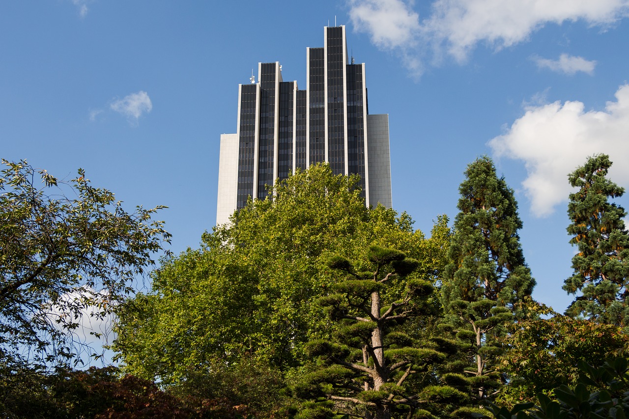 skyscraper trees architecture free photo