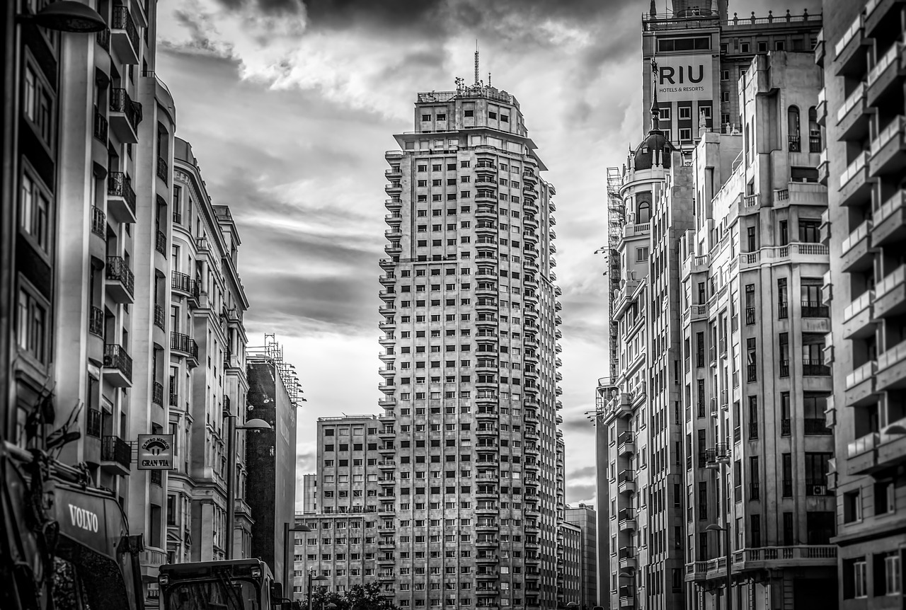 skyscraper  madrid  cityscape free photo