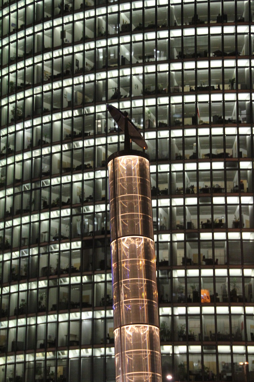 skyscraper lighting facade free photo