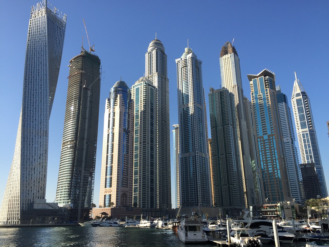 skyscrapers dubai boats free photo