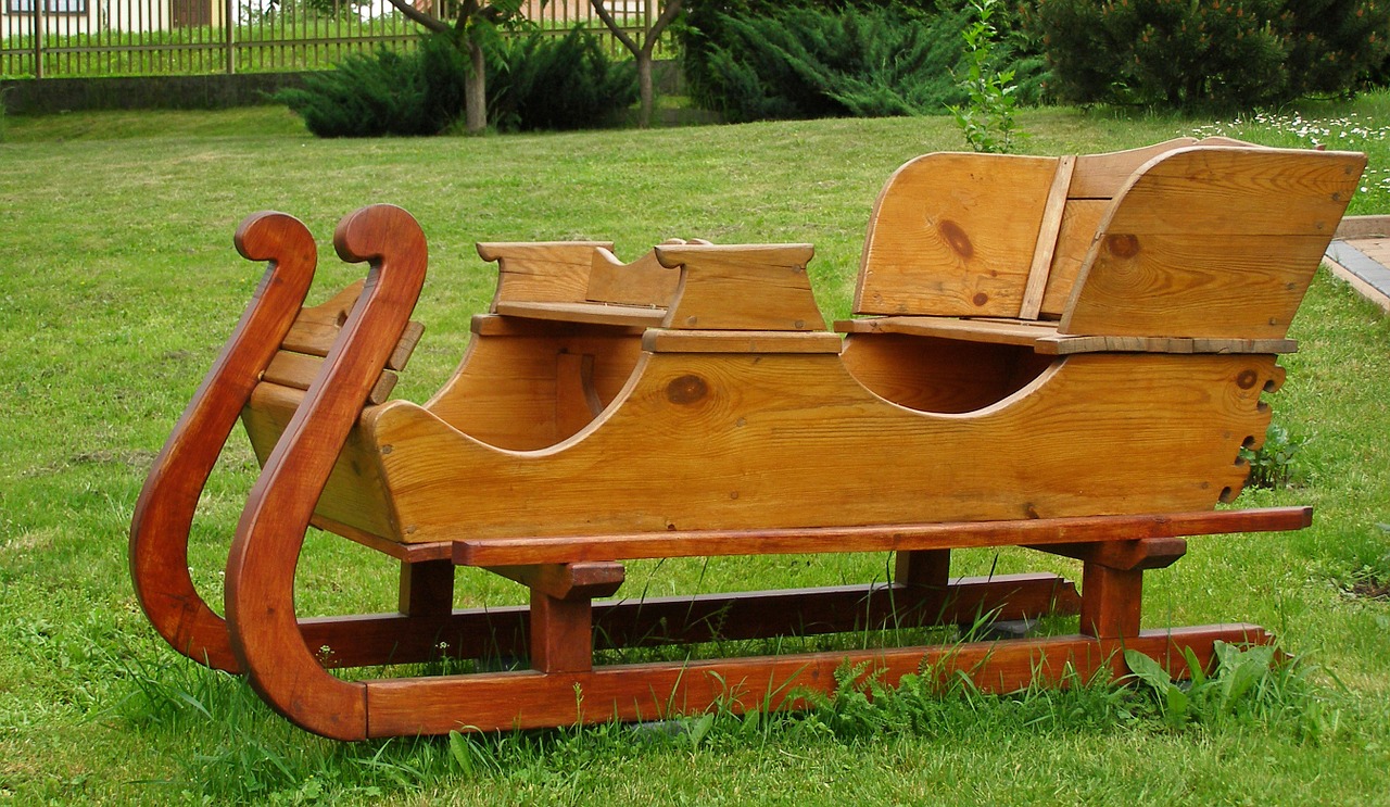 sled wooden garden free photo