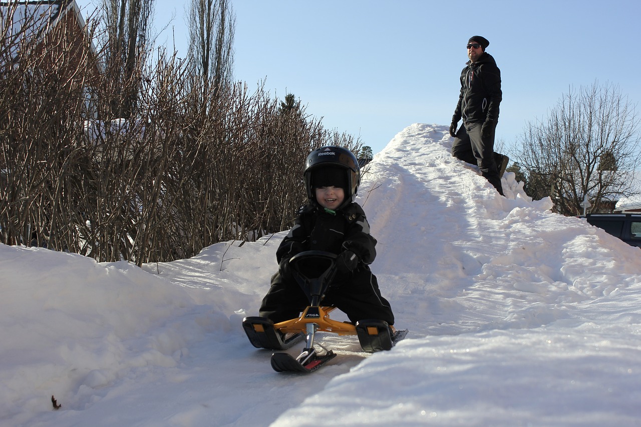sledding  children  backe free photo