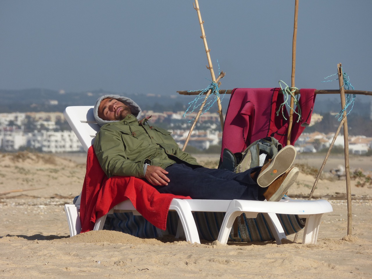 sleep beach man free photo