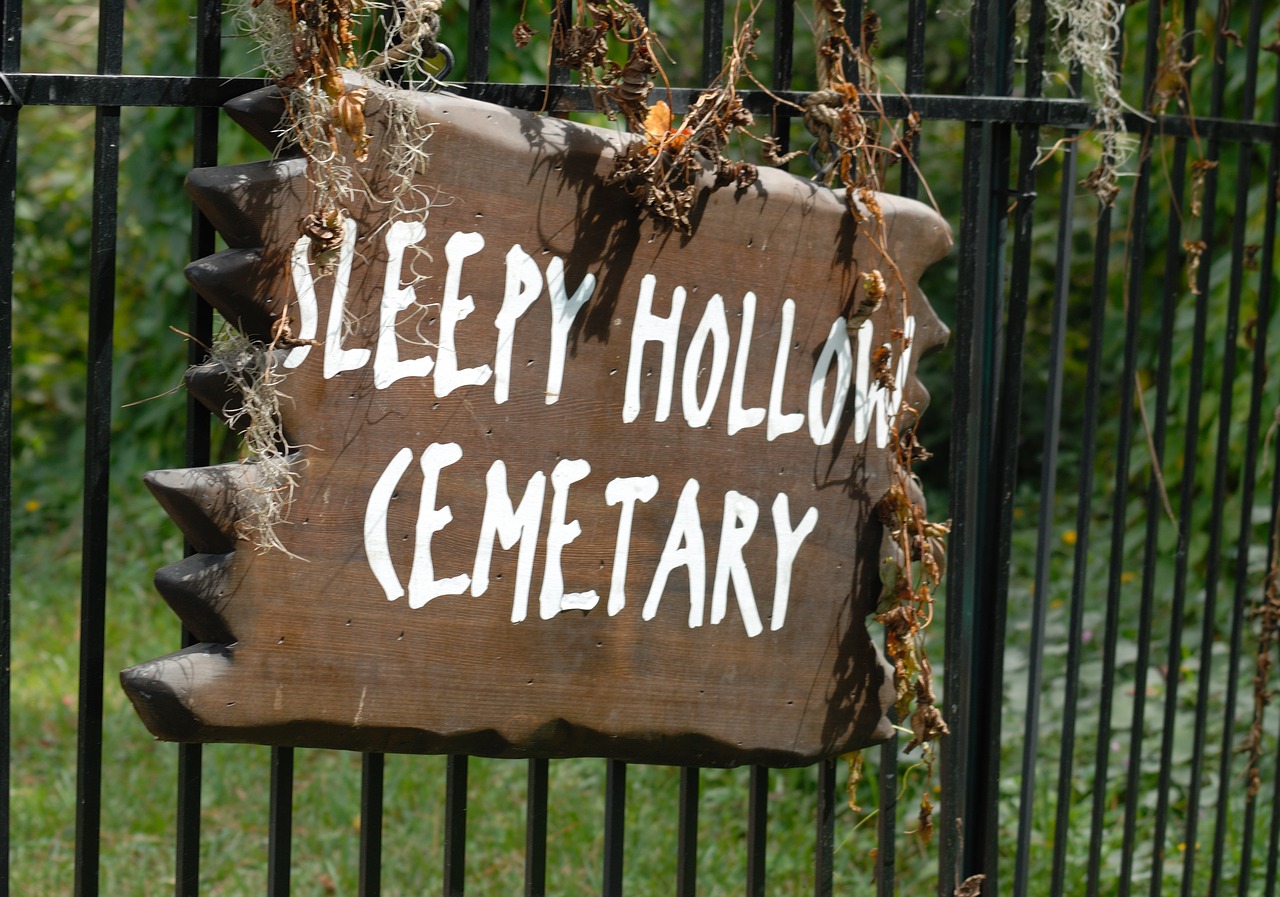 sleepy hollow sign cemetary sign free photo