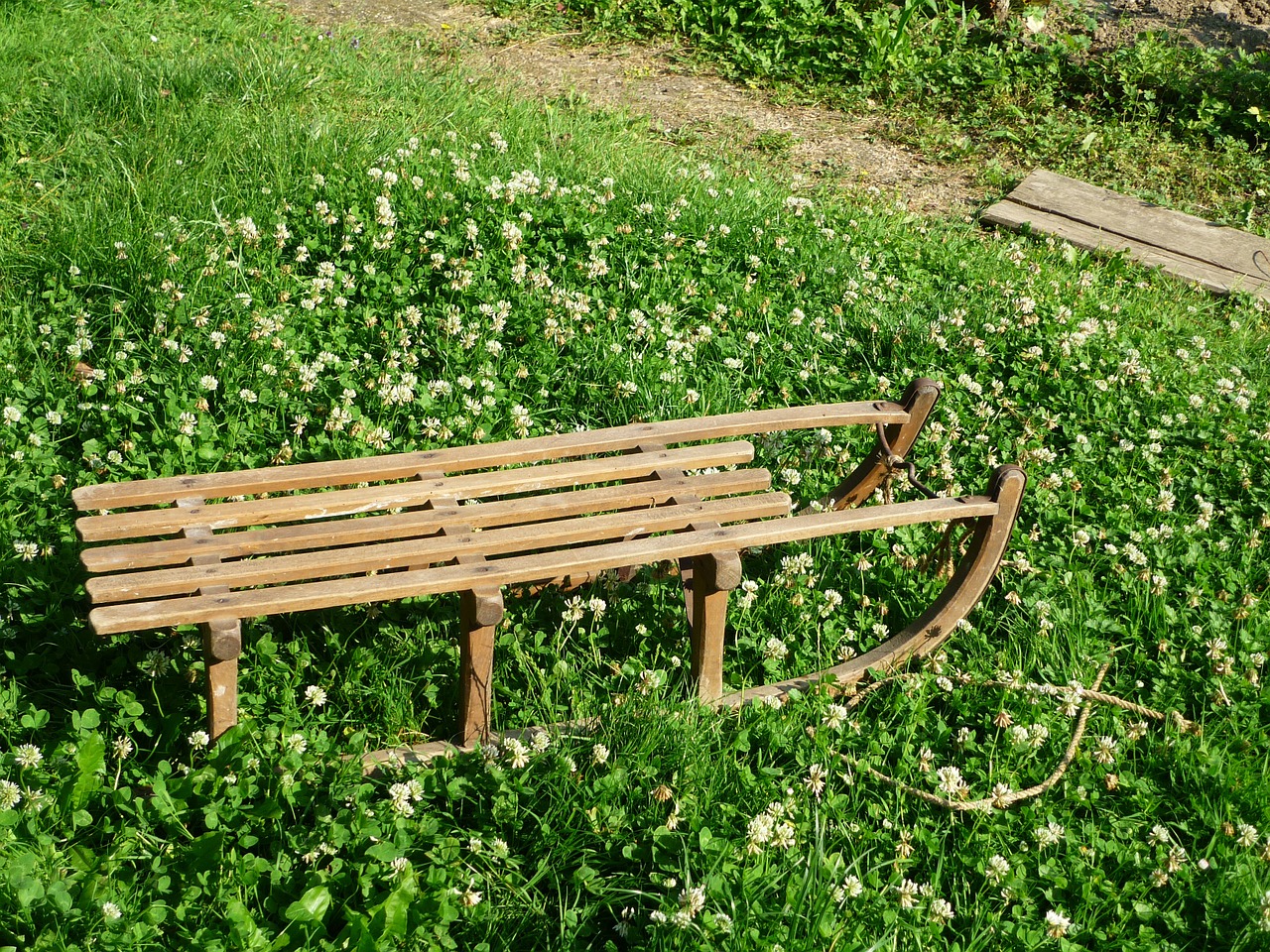 slide wooden sled vehicle free photo