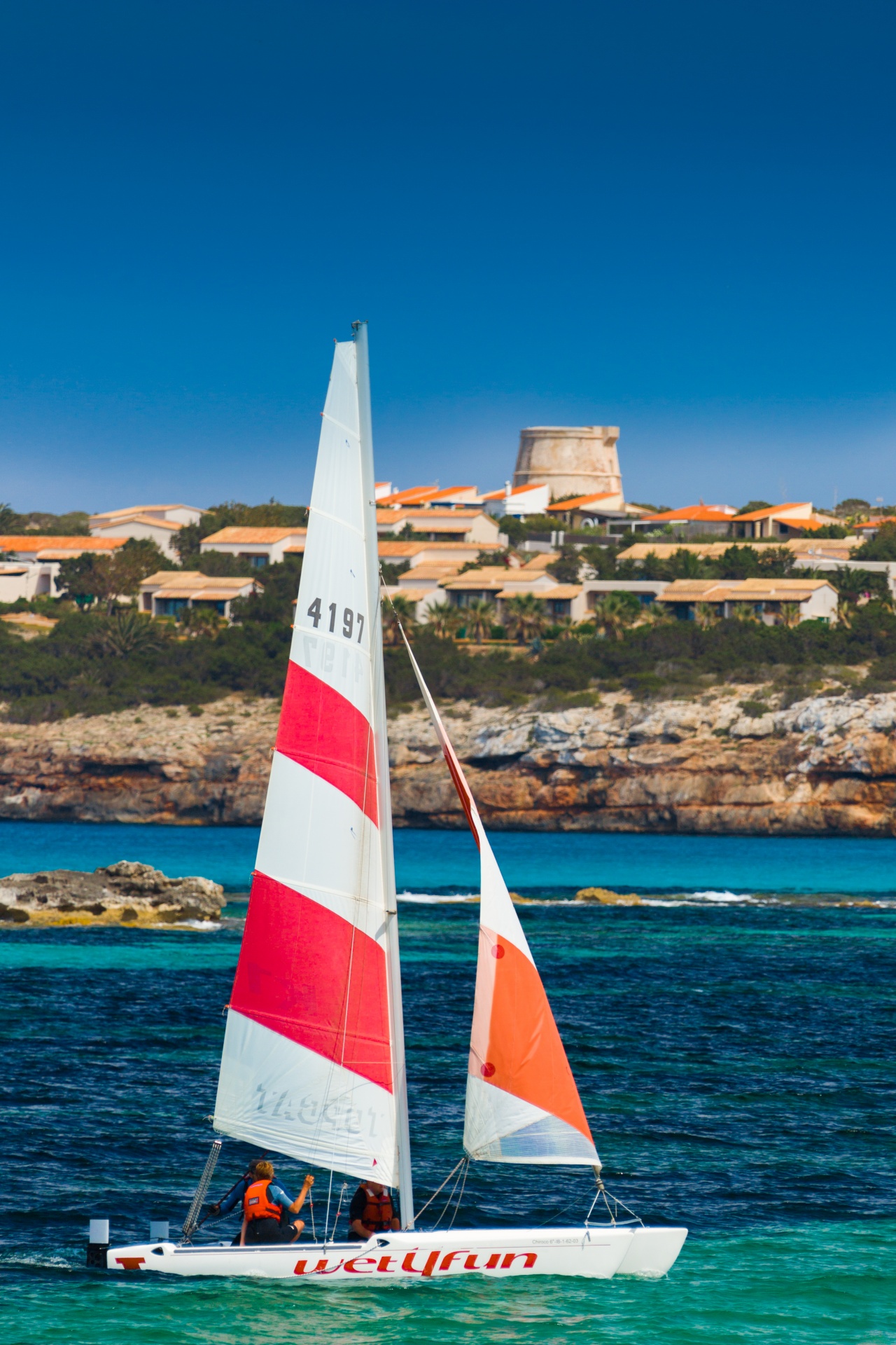 blue boat catamaran free photo