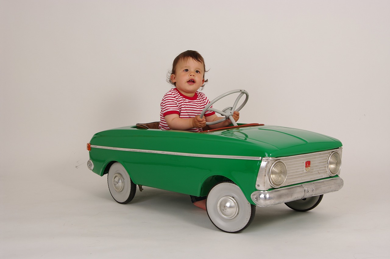 small driver children's pedal car retro car free photo