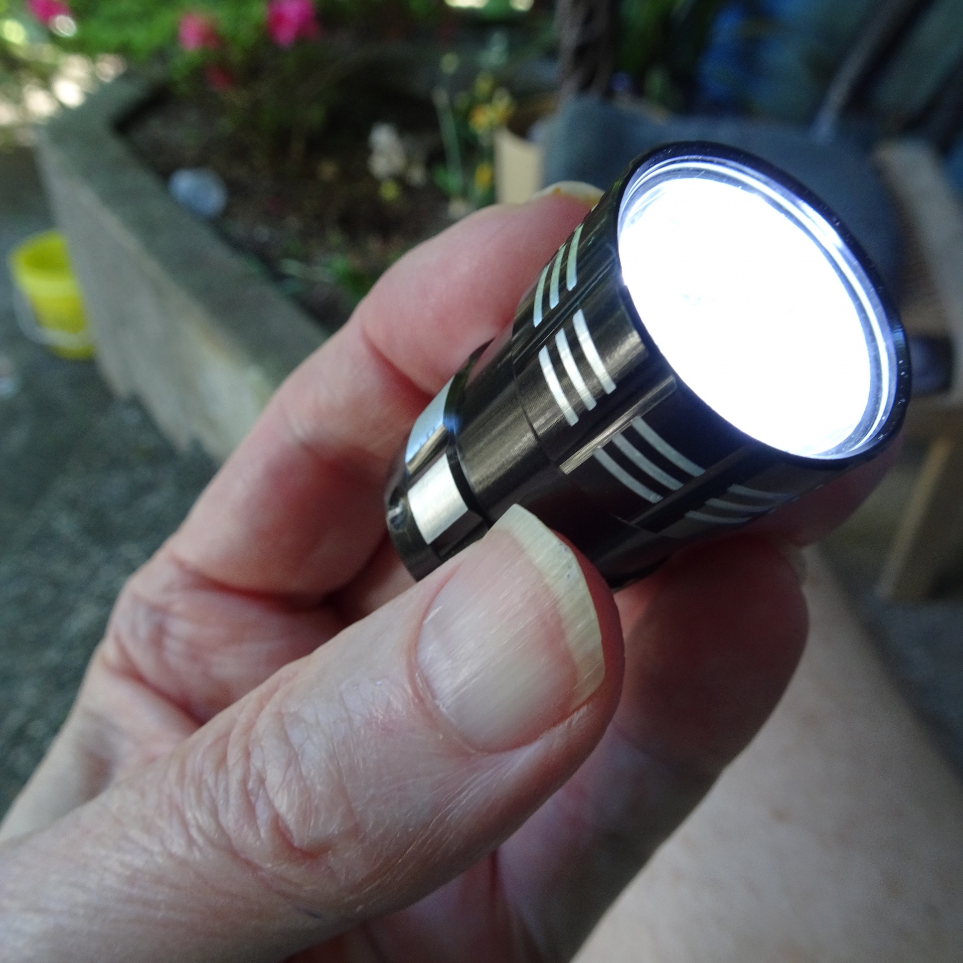holding small flashlight free photo