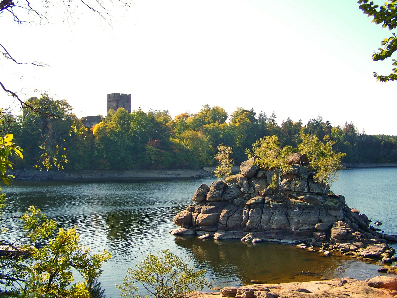 small island in ottenstein-lake nature free photo