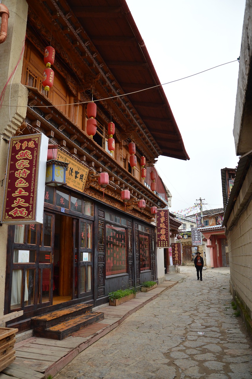 small town morning tibet free photo