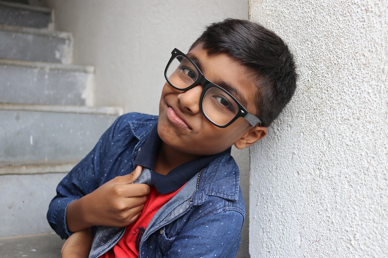 smart boy  smart kid  glasses free photo