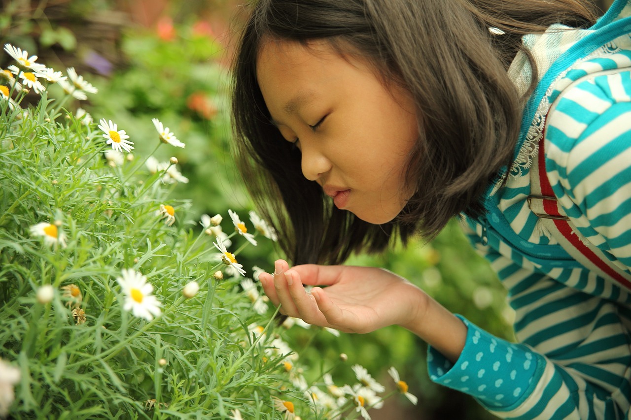 smell flower girl free photo